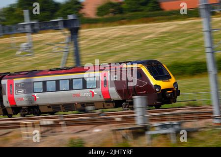 A British Rail Class 220 Voyager train seen here passing through Colton Junction near York,North Yorkshire,UK Stock Photo