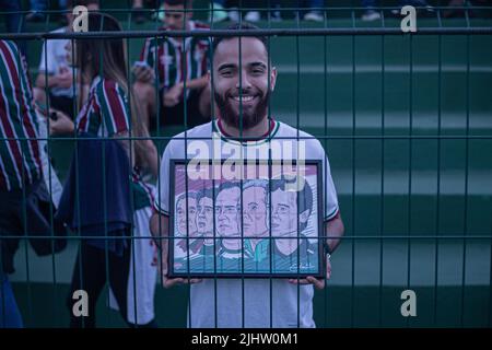 Goiania, Brazil. 20th July, 2022. GO - Goiania - 07/20/2022 - BRAZILIAN A 2022, GOIAS X FLUMINENSE - Fluminense supporter during a match against Goias at Serrinha stadium for the Brazilian championship A 2022. Photo: Isabela Azine/AGIF/Sipa USA Credit: Sipa USA/Alamy Live News Stock Photo