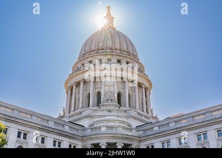 Dome of the Wisconsin State Capitol Building in Madison, Wisconsin Stock Photo