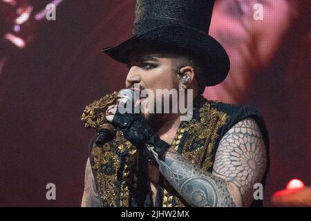 Bologna, Italy. 11th July, 2022. Adam Lambert during Queen   Adam Lambert - Rhapsody Tour, Music Concert in Bologna, Italy, July 11 2022 Credit: Independent Photo Agency/Alamy Live News Stock Photo