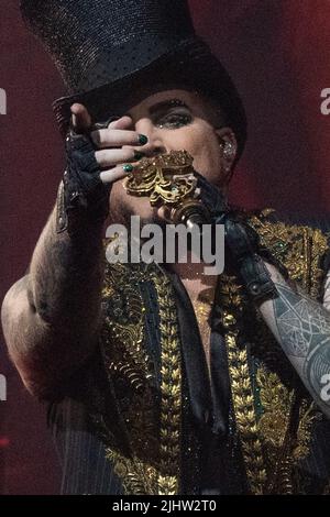 Bologna, Italy. 11th July, 2022. Adam Lambert during Queen   Adam Lambert - Rhapsody Tour, Music Concert in Bologna, Italy, July 11 2022 Credit: Independent Photo Agency/Alamy Live News Stock Photo