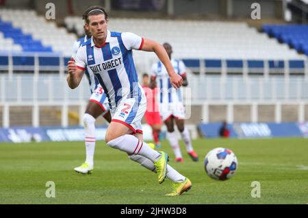 Hartlepool United's Reagan Ogle during the Pre-season Friendly match between Hartlepool United and Blackburn Rovers at Victoria Park, Hartlepool on Wednesday 20th July 2022. (Credit: Michael Driver | MI News) Credit: MI News & Sport /Alamy Live News Stock Photo