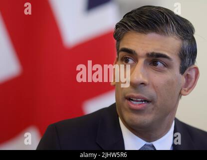 (220720) -- LONDON, July 20, 2022 (Xinhua) -- File photo taken on March 23, 2022 shows former United Kingdom (UK) Chancellor of the Exchequer Rishi Sunak attending the Prime Minister's cabinet meeting at 10 Downing Street in London, Britain. Former United Kingdom (UK) Chancellor of the Exchequer Rishi Sunak and Foreign Secretary Liz Truss emerged as the final two candidates in the country's Tory leadership race on July 20. (Andrew Parsons/No. 10 Downing Street/Handout via Xinhua) Stock Photo