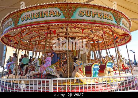 Herbert Silcocks original Prancers Southport, Sefton, Lancashire, England, UK, PR9 - Merry go round Stock Photo