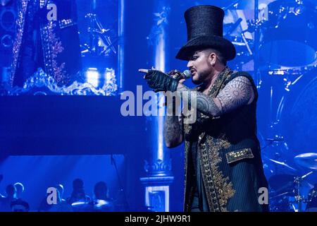 Bologna, Italy. 11th July, 2022. Adam Lambert during Queen   Adam Lambert - Rhapsody Tour, Music Concert in Bologna, Italy, July 11 2022 Credit: Independent Photo Agency/Alamy Live News Stock Photo