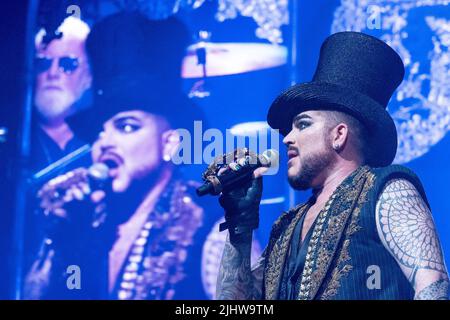 Bologna, Italy. 11th July, 2022. Adam Lambert during Queen   Adam Lambert - Rhapsody Tour, Music Concert in Bologna, Italy, July 11 2022 Credit: Independent Photo Agency/Alamy Live News Stock Photo