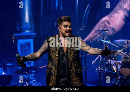 Bologna, Italy. 11th July, 2022. Adam Lambert during Queen   Adam Lambert - Rhapsody Tour, Music Concert in Bologna, Italy, July 11 2022 Credit: Independent Photo Agency/Alamy Live News Stock Photo