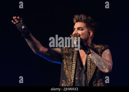 Bologna, Italy. 11th July, 2022. Adam Lambert during Queen   Adam Lambert - Rhapsody Tour, Music Concert in Bologna, Italy, July 11 2022 Credit: Independent Photo Agency/Alamy Live News Stock Photo