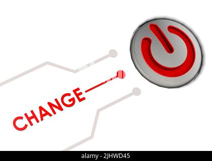 Start button with change word, 3D rendering Stock Photo