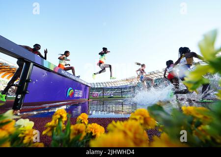 A general view of the runners during the Women’s 3000m Steeplechase Final on day six of the World Athletics Championships at Hayward Field, University of Oregon in the United States of America. Picture date: Wednesday July 20, 2022. Stock Photo