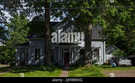 Old town houses atlantic style wooden home architecture in Charlottetown, Prince Edward Island, Canada Stock Photo