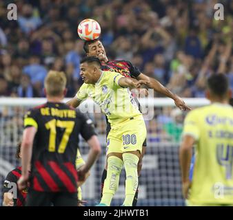 July 16, 2022: Club America forward Roman Martinez (200) is called for  offsides during the FC Clash of Nations 2022 soccer match featuring Chelsea  FC vs Club America at Allegiant Stadium in