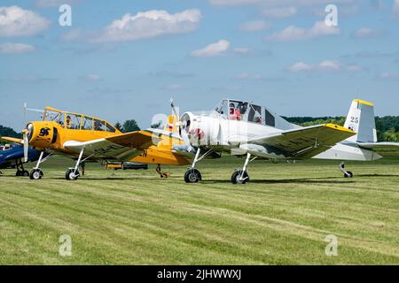 Aviation Day. Two Zlin Z-37A-2 Bumblebee aircraft used in agriculture Stock Photo