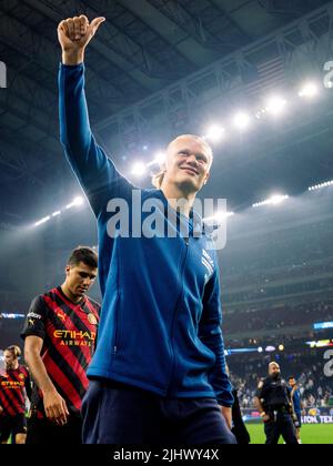 Manchester City's Erling Haaland following a pre-season friendly match at NRG Stadium, Houston. Picture date: Wednesday July 20, 2022. Stock Photo