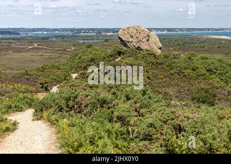 Agglestone Rock aka Devil's Anvil, Studland and Godlingston Heath, Dorset, UK Stock Photo