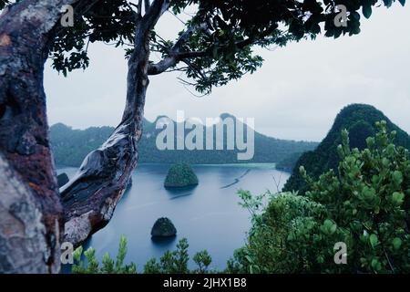 Wayag Islands in Rainy Day, Papua, Indonesia Stock Photo