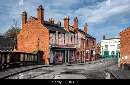 A Victorian village street at the Black Country Living Museum, Dudley. Stock Photo