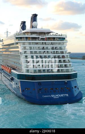 Celebrity Silhouette cruise liner departs from Nassau bahamas harbor