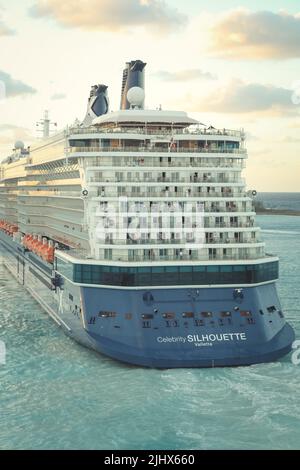 Celebrity Silhouette cruise liner departs from Nassau bahamas harbor