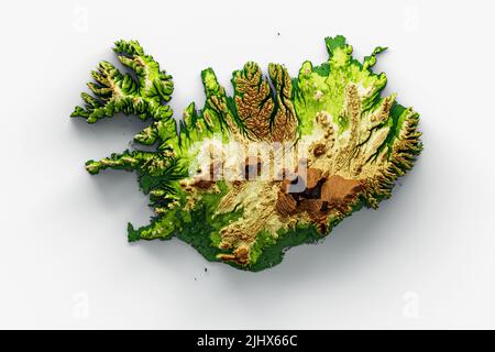 Map of Iceland, 3D rendering isolated on white background Stock Photo ...