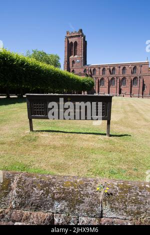Village of Eccleston, England. Picturesque view of the late 19th century George Frederick Bodley designed St Mary’s Church. Stock Photo