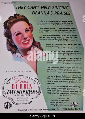 DEANNA DURBIN in CAN'T HELP SINGING 1944 director FRANK RYAN producer Felix Jackson Universal Pictures Stock Photo