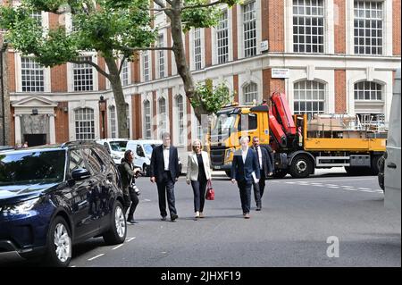 London, UK. 21st July, 2022. Conservative Party Leadership contender LIZ TRUSS is seen disrupt by Animal rights protestors at St John Smith walking in to Transport House, London, UK. - 21 July 2022. Credit: See Li/Picture Capital/Alamy Live News Stock Photo
