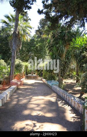 Cartagena, Murcia, Spain- July 18, 2022: Beautiful gardens of Beltri House in Cartagena Stock Photo