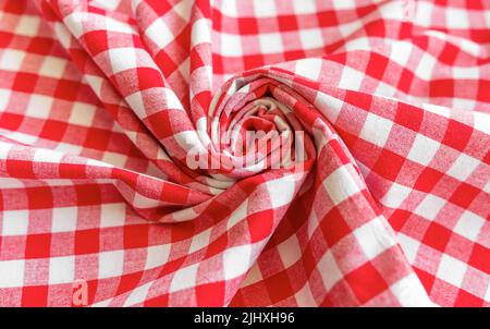 Twisted plaid fabric. Interesting pattern. Stock Photo