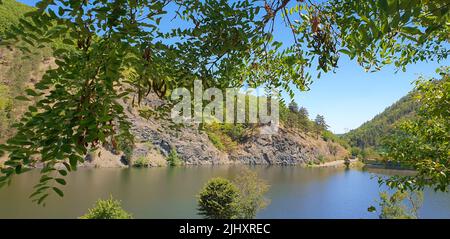 Scenic panoramic view of Lake Someșu Cald, near the city of Cluj-Napoca, Romania in summer. Stock Photo