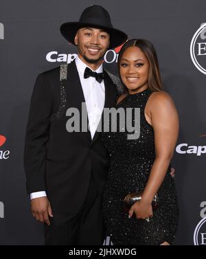 Los Angeles, United States. 17th June, 2021. Los Angeles Dodgers outfielder  Mookie Betts is joined by his mother Diana Benedict and father Willie Betts  prior to the start of the Dodgers MLB