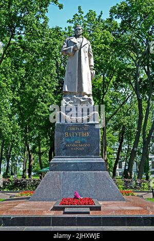 Nikolai Vatutin, famous Soviet military leader, Hero of the Soviet Union. Monument in Kiev, Ukraine. Stock Photo