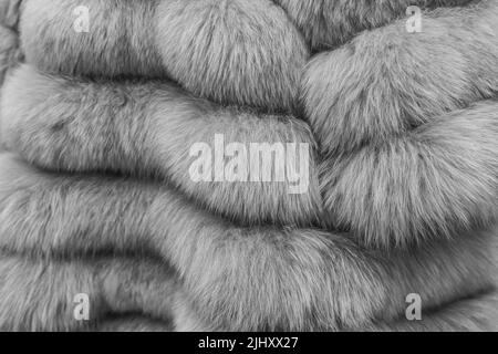Women's Grey Natural Half Coat Material Fur Wool Texture Background. Stock Photo
