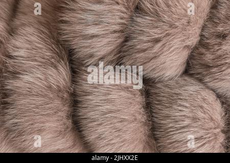Women's Brown Natural Half Coat Material Fur Wool Texture Background. Stock Photo