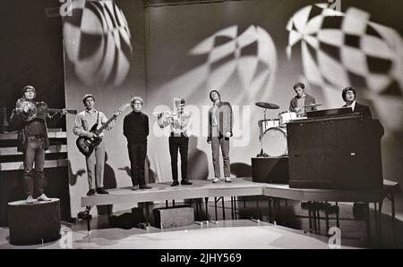 MANFRED MANN UK rock group inon Top of the Pops in 1965. Photo: Tony Gale Stock Photo