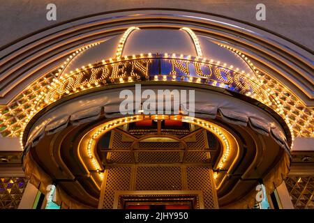 Illuminated marquee of the Golden Nugget Casino on Fremont Street, Las Vegas, Nevada Stock Photo