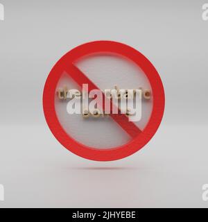 Beautiful abstract illustration thermobaric bombs Forbidden, prohibiting sign, prohibition, warning symbol icon on a grey background. 3d rendering ill Stock Photo