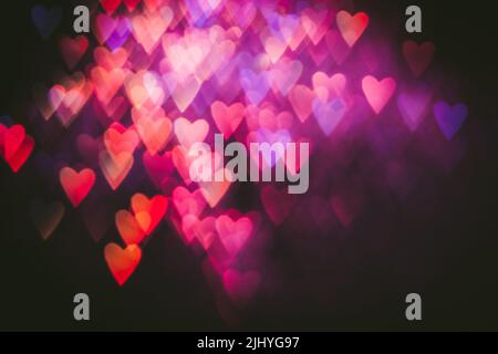 Abstract background of colorful hearts in motion Stock Photo