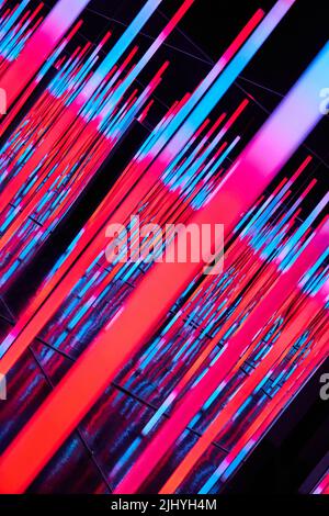 Abstract angled neon lights of blue and red Stock Photo