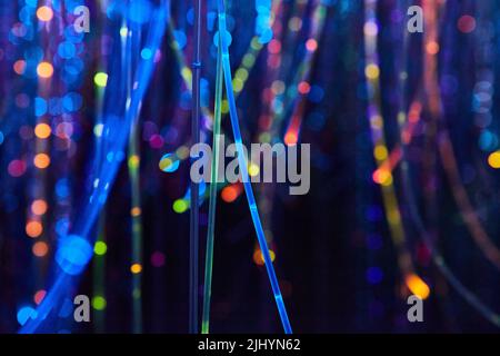 Abstract neon glowing tunnel of lights Stock Photo