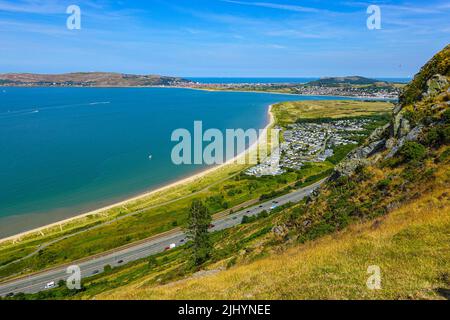 A55 North Wales Expressway, Sunny summer weather on the North Wales coast, near Llandudno and Rhyl Stock Photo