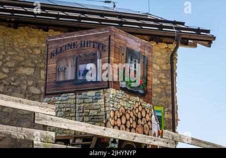 The mountain hut - Malga Romeno, at the feet of the Mount Roen, italian dolomites - Trentino Alto Adige, northern italy - Stock Photo