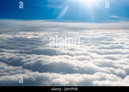 View of the clouds from above at sunset Stock Photo