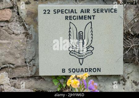 22 Special Air Service Regiment memorial plaque for the soldiers of B Squadron at St Martins churchyard in Hereford UK Stock Photo