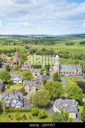 Quarriers Village, Inverclyde, UK, May 28th 2022, Luxury countryside rural village at threat of new housing development to be created nearby Stock Photo