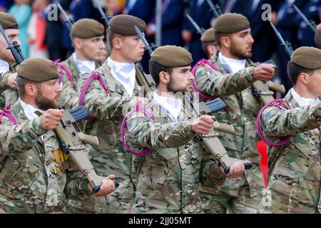 Brussels, Belgium. 21st July, 2022. Illustration picture shows the military and civilian parade on the Belgian National Day, in Brussels, Thursday 21 July 2022. BELGA PHOTO NICOLAS MAETERLINCK Credit: Belga News Agency/Alamy Live News Stock Photo