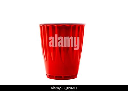A red plastic cup isolated on a white background Stock Photo