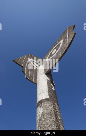 Kristinehamn, Sweden - July 19, 2022: Close-up view of the Picasso sculpture a female head representing Pablo Picasso's wife Jacqueline, is a 15 m tal Stock Photo