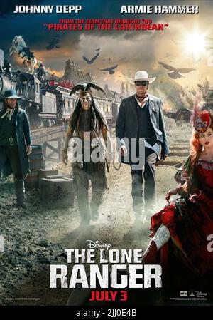 FICHTNER,DEPP,HAMMER,POSTER, THE LONE RANGER, 2013 Stock Photo