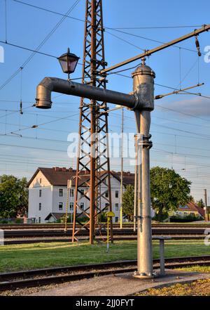 Wasserkran, Eisenbahn, Siegmundsherberg, Dampflok, Rohr, nachfüllen ...